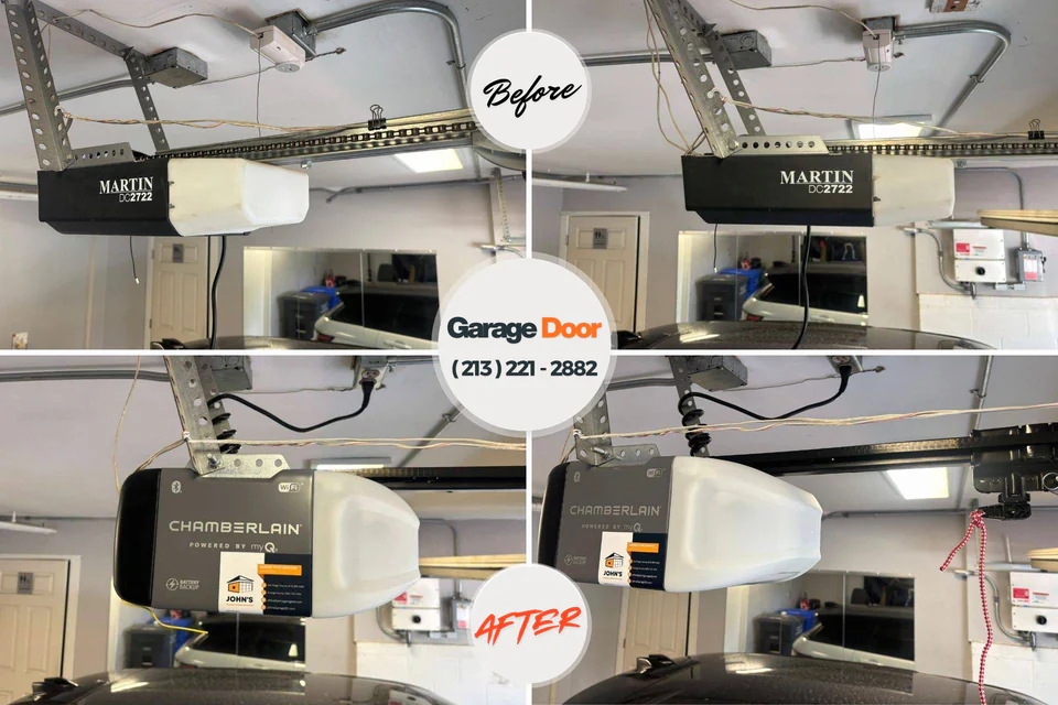 Before and after: garage door repair Leominster, MA